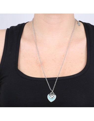 Collana Argentata con Cuore Acqua Marina Amo Capri