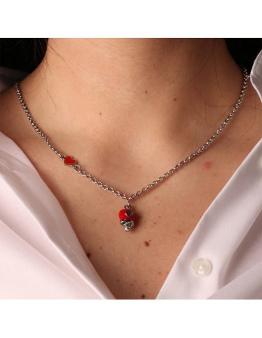 Collana Argentata con Campanella portafortuna rossa Amo Capri