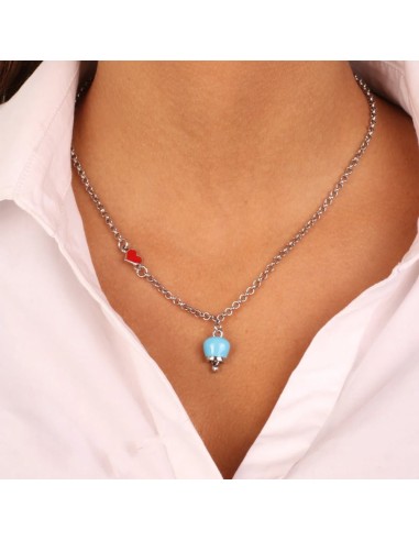 Collana Argentata con campanella portafortuna azzurra Amo Capri