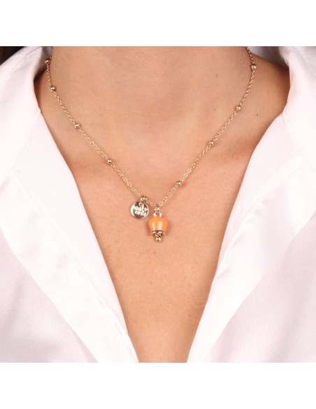 Collana Dorata con Campanella portafortuna Arancione Amo Capri