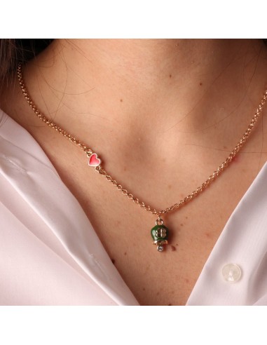 Collana Dorata con Campanella portafortuna Verde Amo Capri