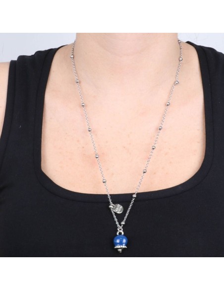 Collana Argentata con Campanella portafortuna Blu Amo Capri