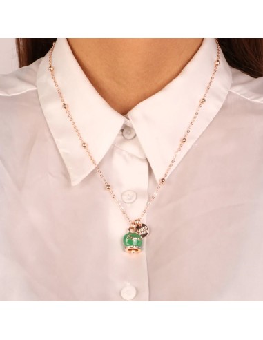 Collana Rosa Gold con Campanella Capri Verde Amo Capri
