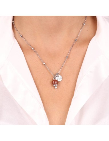 Collana Argentata con Campanella Marrone Amo Capri