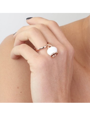 Anello Rosa Gold con Campanella portafortuna bianca Amo Capri
