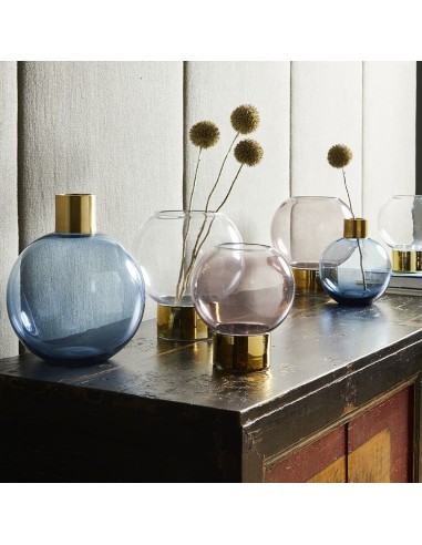 Vaso palla lilla cm 30 h Bubble vetro blu