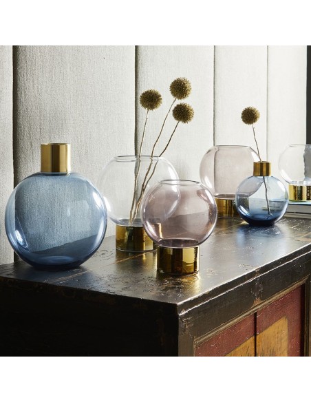 Vaso palla lilla cm 21 h Bubble vetro blu