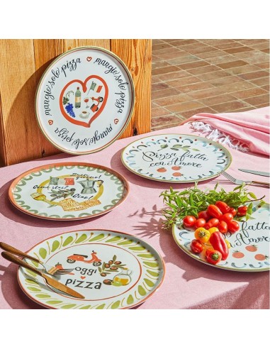 Set 4 piatti pizza diam. 33 cm porcellana Andrea Fontebasso