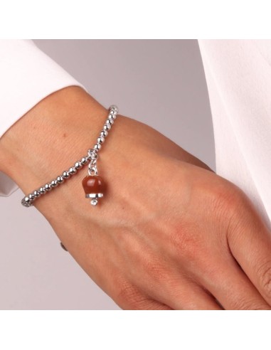 Bracciale Argentato con Campanella Portafortuna Marrone Amo Capri
