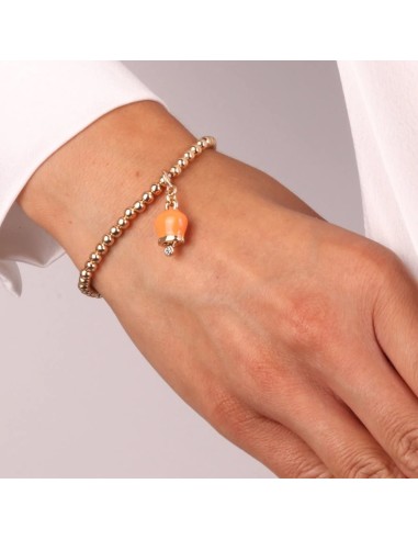 Bracciale Dorato con Campanella Portafortuna Arancione Amo Capri