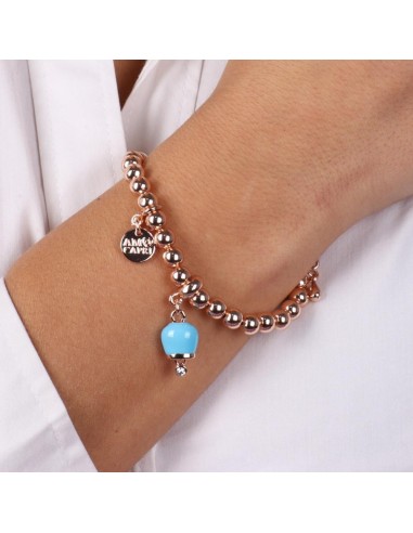 Bracciale Rosa Gold con Campanella Portafortuna Turchese Amo Capri