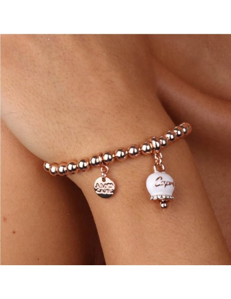Bracciale Rosa Gold con Campanella Portafortuna Bianca Amo Capri