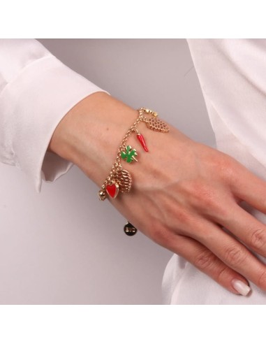 Bracciale Dorato con Pigna e simboli Portafortuna Amo Capri