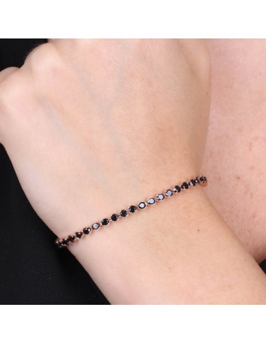 Bracciale Tennis Rosa Gold con Cristalli Neri BySimon