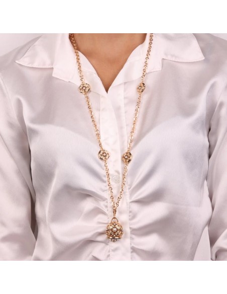 Collana Dorata con Campanella Portafortuna Maiolica Traforata Amo Capri