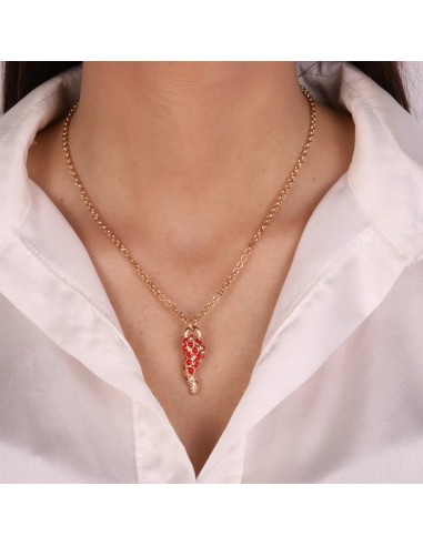 Collana Dorata con pendente Corno Portafortuna Rosso Amo Napoli