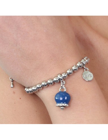 Bracciale Argentato con Campanella Portafortuna Blu Amo Capri