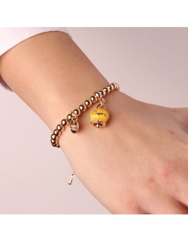 Bracciale Dorato con Campanella Portafortuna Gialla Amo Capri