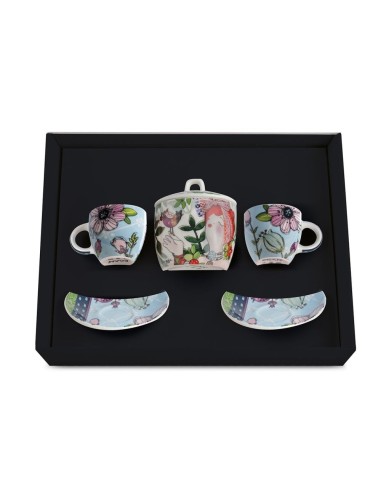 Set 2 Tazzine da Caff? Azzurre con Zuccheriera Bianca Le Pupazze Egan 100 ml