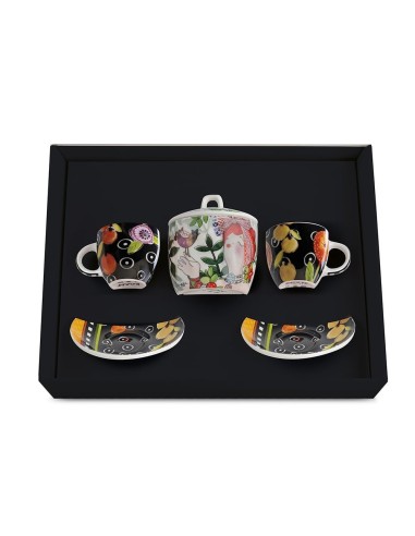 Set 2 Tazzine da Caff? Nere con Zuccheriera Bianca Le Pupazze Egan 100 ml