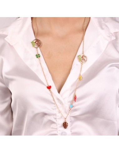 Collana Dorata con Pigne e simboli Portafortuna Colorati BySimon