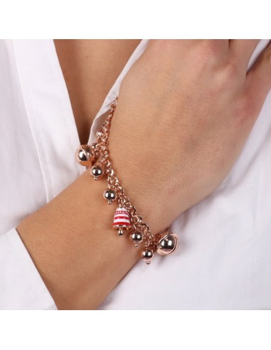 Bracciale rosa gold con sonagli e ciondolo natalizio BySimon