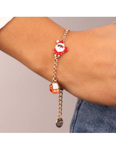 Bracciale dorato con Babbo Natale e Pupazzo di neve BySimon