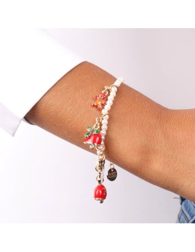 Bracciale dorato con campanella e ciondoli natalizi BySimon