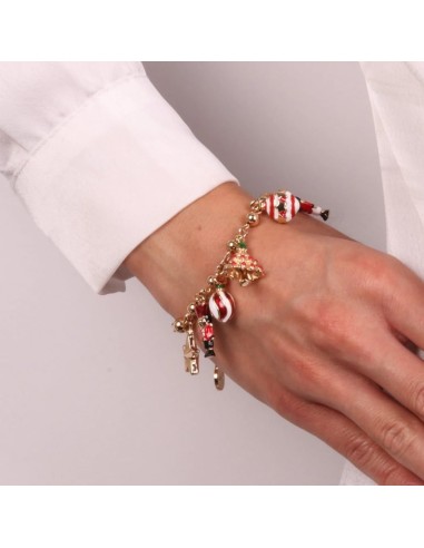 Bracciale Dorato con pendenti albero di Natale, schiaccianoci, palline e stelle colorate BySimon
