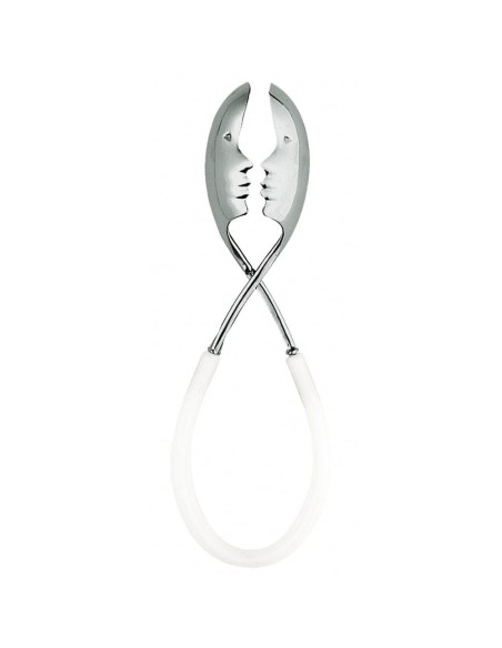 Pinza Insalata Kiss cromata con manico Bianco Bugatti