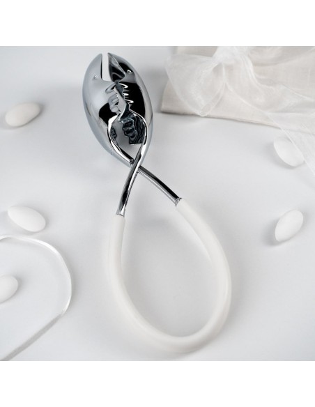 Pinza Insalata Kiss cromata con manico Bianco Bugatti