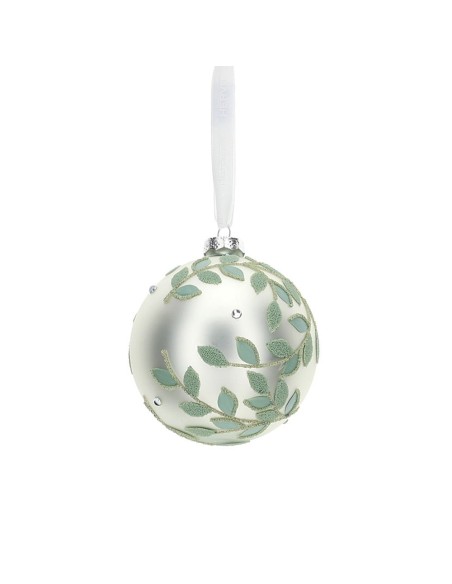 Sfera Natalizia Champagne con foglie verdi Hervit 8 cm