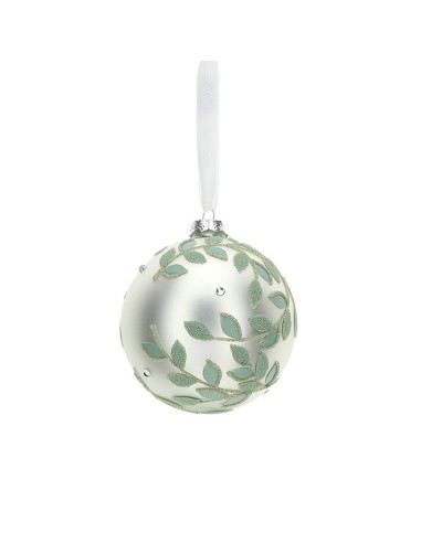 Sfera Natalizia Champagne con foglie verdi Hervit 10 cm