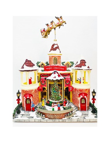 Castello di Babbo Natale villaggio con trenino luci led e movimento