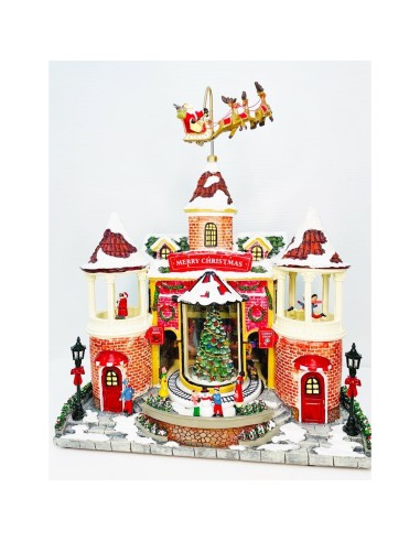 Castello di Babbo Natale villaggio con trenino luci led e movimento