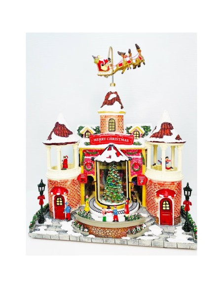 Castello di Babbo Natale villaggio con trenino luci led e movimento