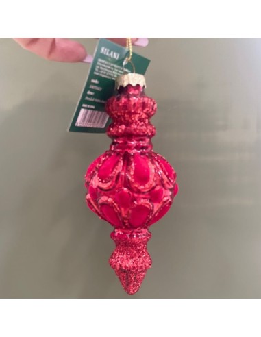 Set 3 Pendoli natalizi in vetro rossi Silani