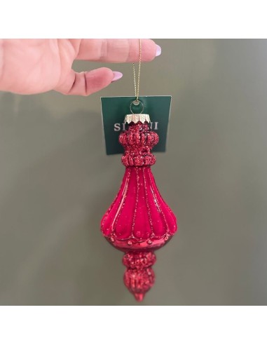 Set 3 Pendoli natalizi in vetro rossi Silani