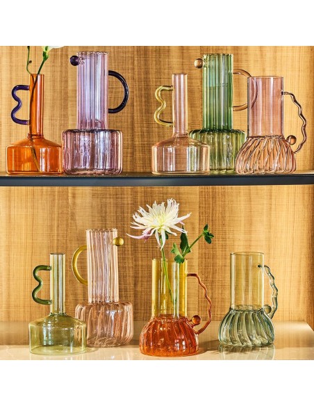 Andrea Fontebasso vaso in vetro verde e rosa