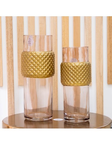 Fade Vaso Minu grande in vetro rosa e oro