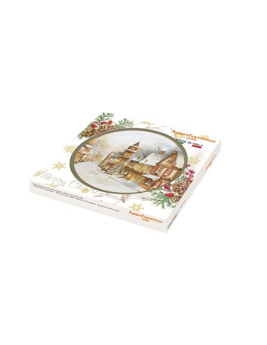 Piatto Panettone con Villaggio natalizio Tognana