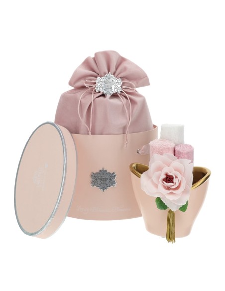 Vaso ovale in ceramica Rosa e Oro Hervit