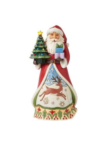 Babbo Natale con albero di Natale a led Jim Shore