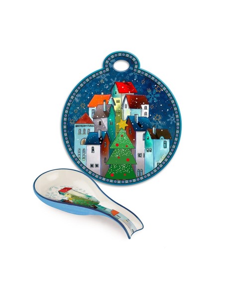 Set sottopentola con poggia mestolo natalizio Villaggio Egan