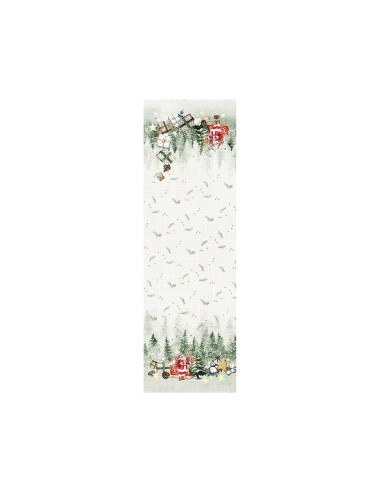 Runner natalizio decoro Babbo con slitta-Made in italy