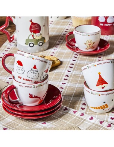 Set 6 tazzine da caff? con piattini natalizi Tognana