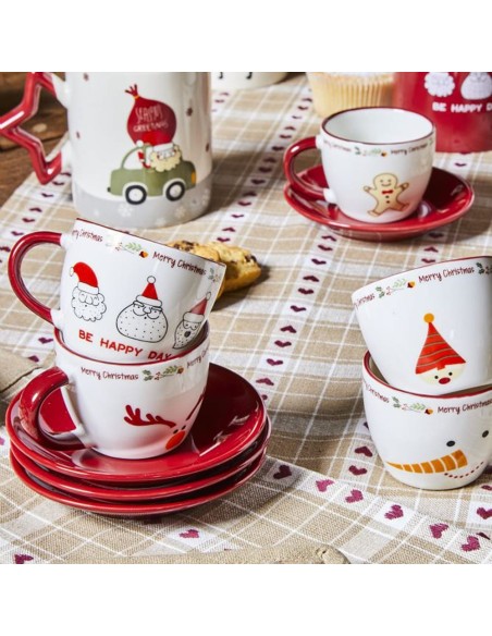 Set 6 tazzine da caff? con piattini natalizi Tognana
