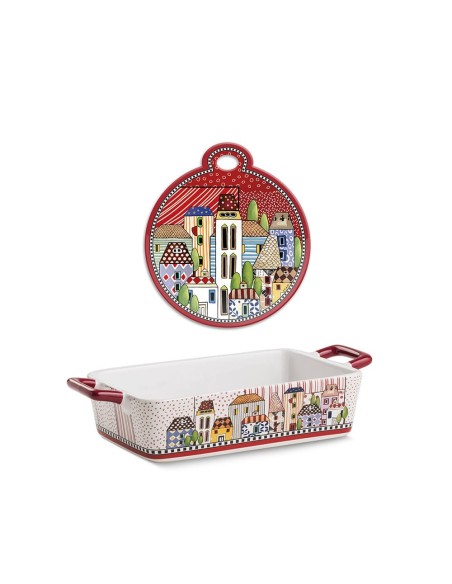 Set Pirofila con Sottopentola rossa Paese mio Egan