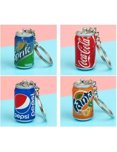Portachiavi in miniatura a forma di lattina di bevande - Set di 4 (Coca-Cola, Pepsi, Fanta, Sprite)
