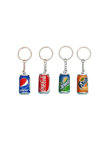 Portachiavi in miniatura a forma di lattina di bevande - Set di 4 (Coca-Cola, Pepsi, Fanta, Sprite)